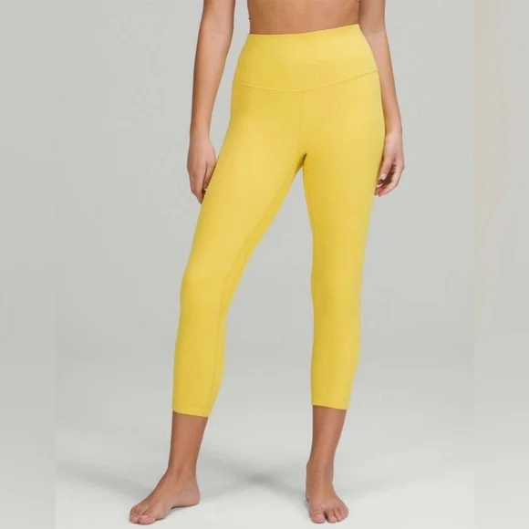 Lululemon Align High-Rise Crop 23" Soleil 8 Yellow Neon Gym Yoga Athletic - Picture 3 of 9